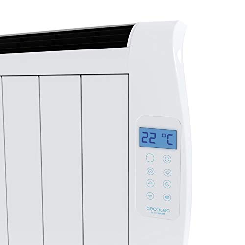 Cecotec Radiador Eléctrico Bajo Consumo Ready Warm 800 Thermal. 4 Elementos, 600 W, De pared o pie, 3 Modos, Temporizador, Mando a Distancia, Pantalla LED, Blanco